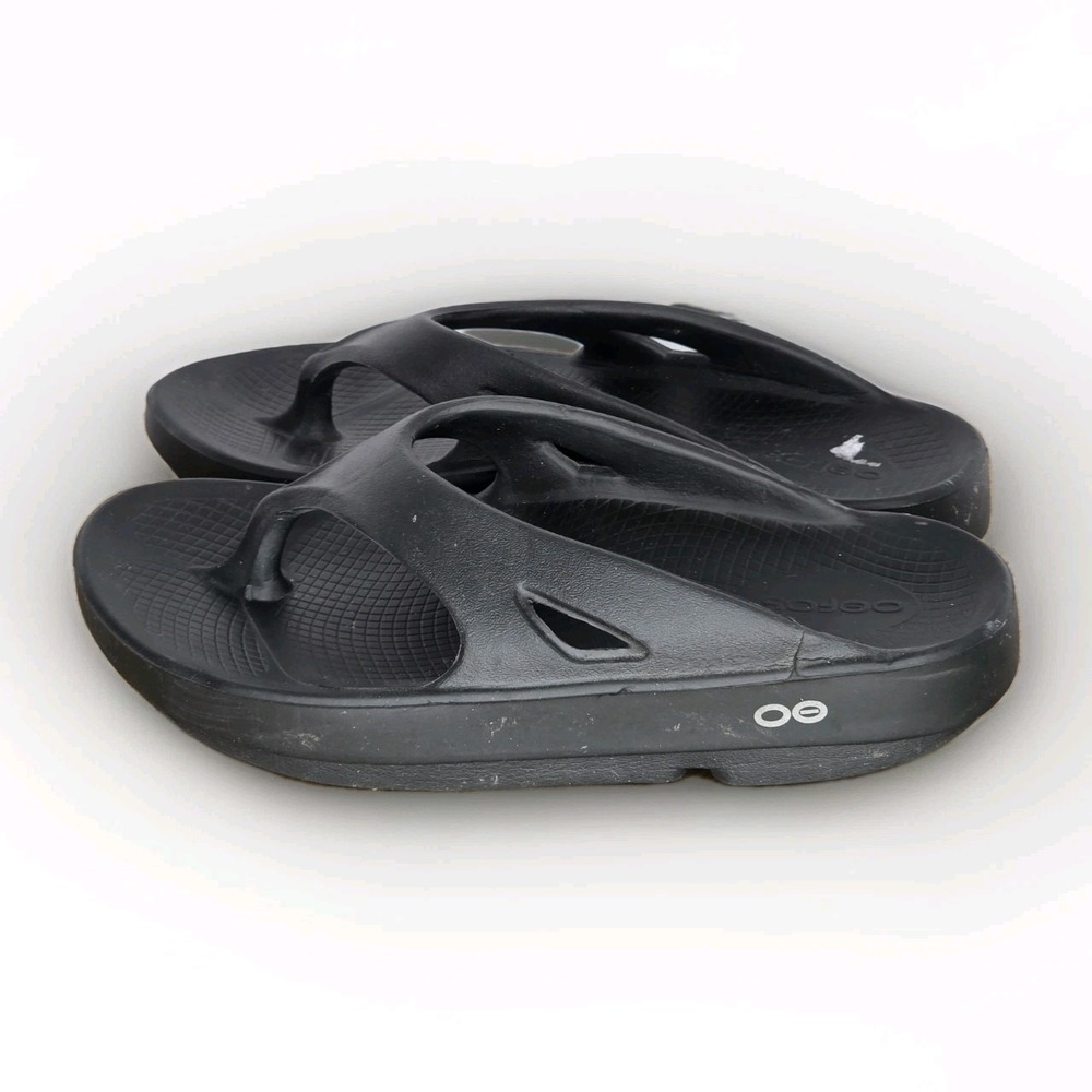 OOFOS Women OOriginal Post Run Black Sport Recovery Thong Sandal Size 37 Us 6